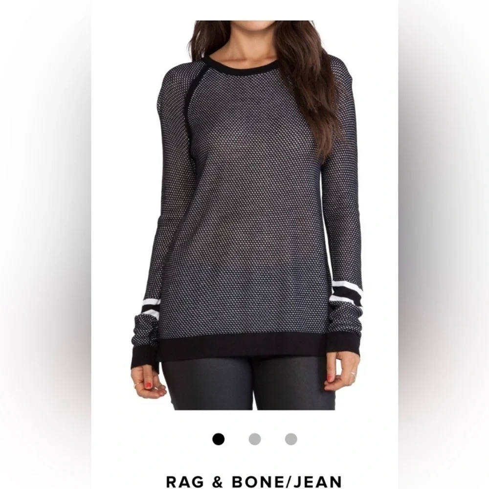 RAG & BONE /JEAN $290 Sweater Sz XS Black & White Viscose Long Sleeve Top